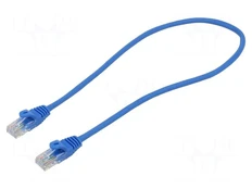 Patch cord | RJ45 plug,both sides | U/UTP | 5e | CCA | blue | 0.5m | 26AWG kaina
