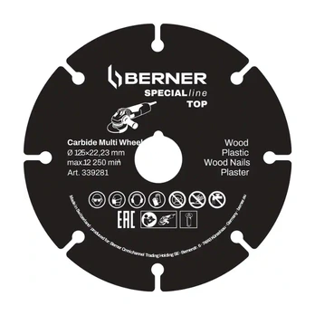 Karbidinis Pjovimo diskas 125x22 TOP Berner