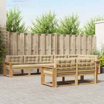 Lauko sofos komplektas 6 pcs Balta ir kreminė Poliesteris