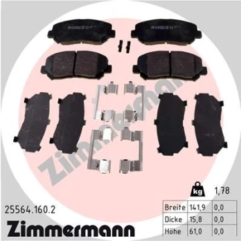 Stabdžių trinkelių rinkinys, diskinis stabdys ZIMMERMANN 25564.160.2