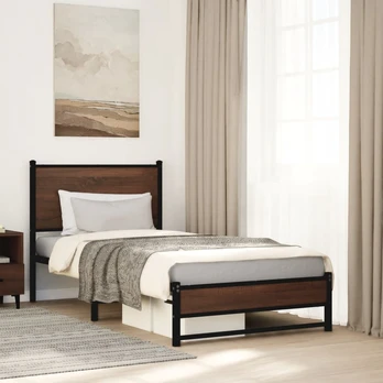 Metalinis lovos rėmas be čiužinio Rudas ąžuolas 75x190 cm
