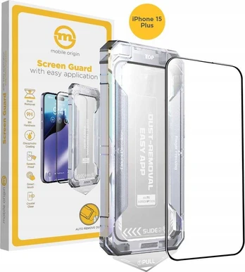 MOBILE ORIGIN Apsauginis stiklas su iPhone 15 Plus aplikatoriumi
