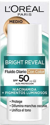L'Oreal BRIGHT REVEAL NIACINAMIDA fluido diario SPF50 #medio 50 ml