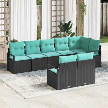 Sofos komplektas 8 pcs Juoda poliratanas