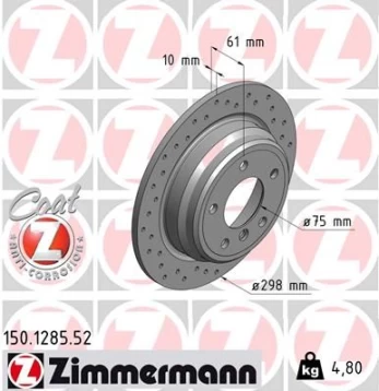 Stabdžių diskas ZIMMERMANN 150.1285.52
