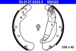 ATE 03.0137-0322.2 Brake shoe set kaina