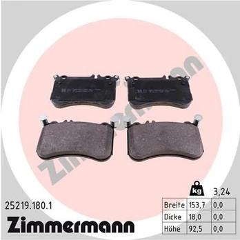Stabdžių trinkelių rinkinys, diskinis stabdys ZIMMERMANN 25219.180.1