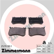 Stabdžių trinkelių rinkinys, diskinis stabdys ZIMMERMANN 25219.180.1 kaina