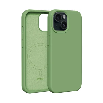 Dėklas Silicone TPU case Etteri Mag for iPhone 14 light žalias