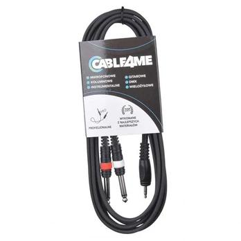 Jack CABLE4ME lizdas 3,5 mm stereo 2x lizdas mono 6,3 mm 6m