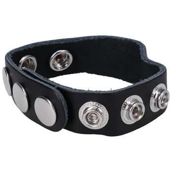 Rock Solid Leather 5 Snap Adjustable Ring - Black, Universal Size
