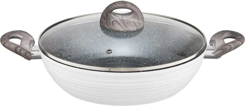 Keptuvė gili su powłoką Qualum Basic Stone Edition Wavy 28 cm AMBITION