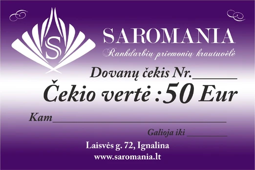 Dovanų čekis 50 Eur vertės