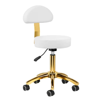 Meistro kėdutė STOOL BEAUTY BACKREST ROUND GOLD WHITE