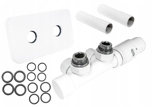 Termostatinis kampinis ventilis baltas Duoplex + dangtelis