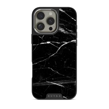 Noir Origin - Black Marble iPhone 16 Pro Max Case, Elite Dark (MagSafe) / Silver