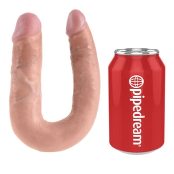 Pipedream King Cock U formos dvigubas dildo, kūno spalvos, 13,9 cm