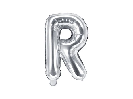 Folinis balionas Raidė "R" 35 cm, sidabrinis