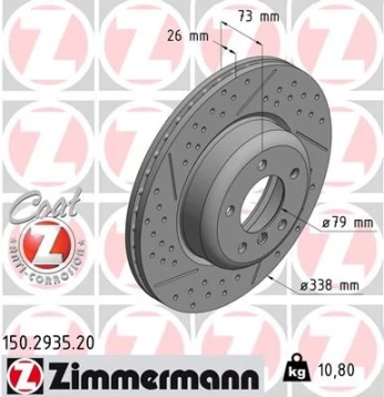 Stabdžių diskas ZIMMERMANN 150.2935.20