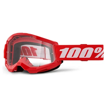 Downhill akiniai 100% Strata 2 - Clear Lens // skaidrūs, nerasojantys lęšiai (raudona)