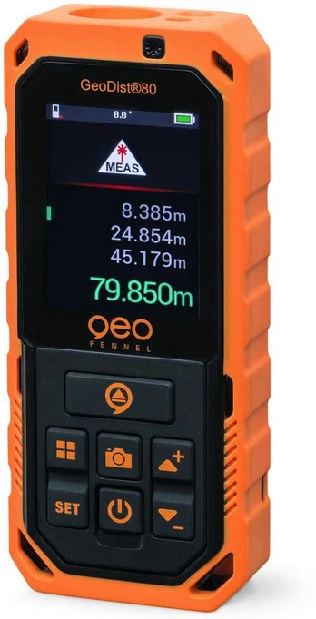 lazerinis-Entfernungsmesser mit Zielsucherkamera und Bluetooth Geo-Fennel GeoDist80