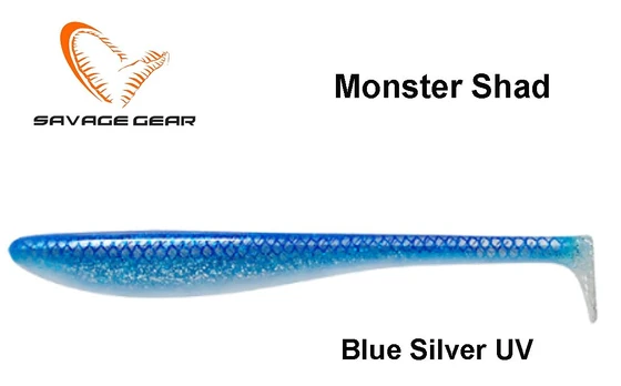 Guminukas Savage Gear Monster Shad Blue Silver UV 18 cm