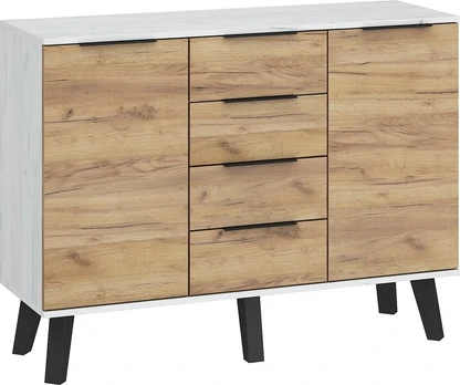Komoda Sven 2D4S, balta/ruda