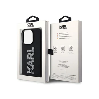 Karl Lagerfeld 3D Rubber Glitter Logo case for iPhone 15 Pro Max - black