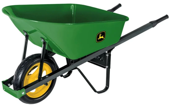 John Deere 100L profesionalus karutis su metaline talpa. Pilnavidurė padanga