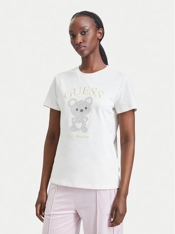 Guess Marškinėliai V6BI28 K9360 Kreminė Regular Fit
