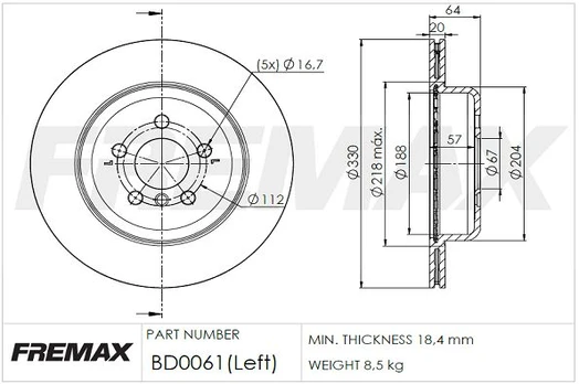 Stabdžių diskas FREMAX BD-0061