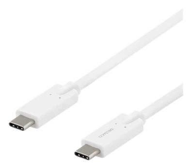 DELTACO USB-C - USB-C laidas, 5Gbit / s, 5A, 2M, baltas / USBC-1504