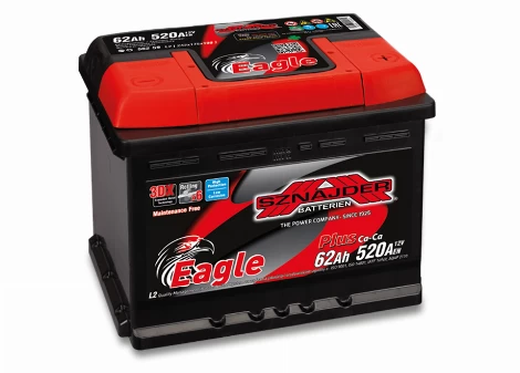 Akumuliatorius SZNAJDER EAGLE CALCIUM PLUS, 12 V, 62 Ah, 520 A, EN, 242 x 175 x 190 mm