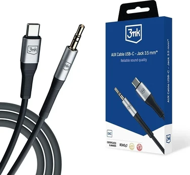 Priedai – 3mk AUX kabelis USB-C – 3,5 mm lizdas
