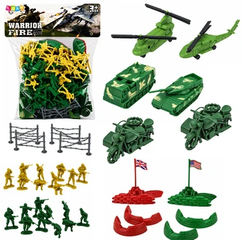 Lean Toys Kareivėlių figūrėlių rinkinys su transporto priemonėmis, 121 vnt.