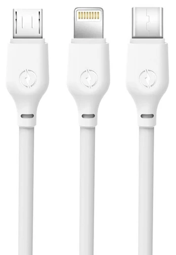 XO cable NB103 3in1 USB - Lightning + USB-C + microUSB 1,0 m 2,1A baltas