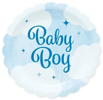Globos Europe Bv „Baby Boy“ popierinės lėkštės, 19 cm