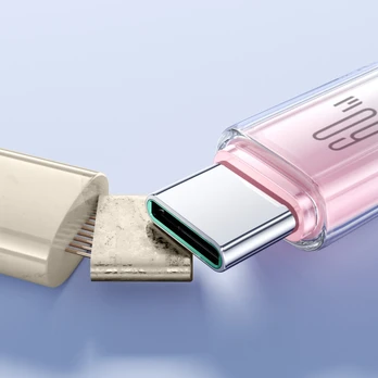 Joyroom S-A42 Crystal-Clear Series 60W USB-C - USB-C cable 1.2m - baltas