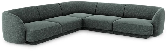 Kampinė sofa Micadoni Home Miley Chenille 5 Seats, žalia, 252 x 252 cm x 74 cm