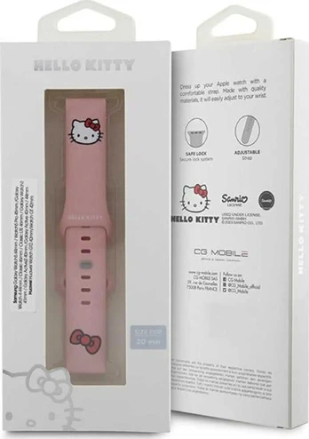 Hello Kitty Dirželis Uniwersalny HKUWMSCHBLP Silicone Kitty Head rožinis|pink strap 20mm