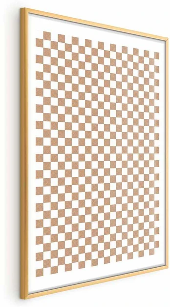 Artgeist Plakatas - Geometry and Browns - a chessboard pattern in neutral shades