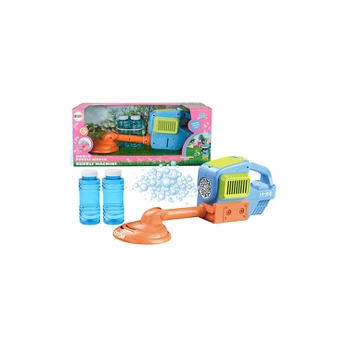 Lean Toys Soap Bubble Machine Lawn Mower Trimmer Two Fluids Mėlyna