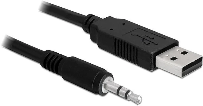 Kabelis USB Delock USB-A - mini Jack 3.5 mm 1.8 m Juodas (83115)