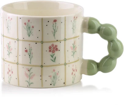 Affek Design NARIA Puodelis 350ml 9x14x8cm kwiatki