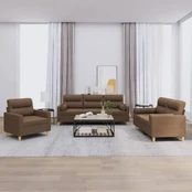 Sofa Sofos komplektas su pagalvėmis, 3 dalių, rudas, audinys kaina