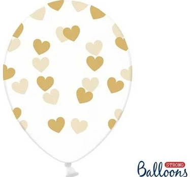 Party Deco Balony Strong, zlote serduszka, 30 cm, 6 vnt. universalus