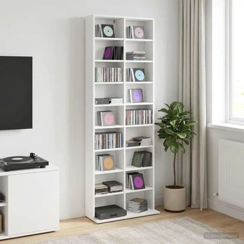 CD spinta Balta 65 x 23,5 x 175 cm Apdirbta mediena