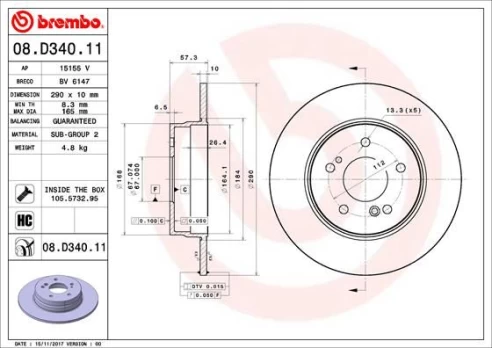 Stabdžių diskas BREMBO 08.D340.11