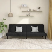 Dvivietė sofa-lova, juodos spalvos, aksomas kaina