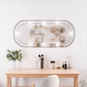 Sieninis veidrodis su LED lemputėmis, 40x90cm, stiklas kaina